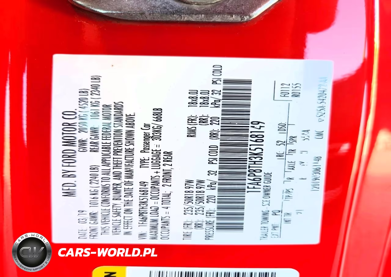 2019 Ford Mustang VIN:1FA6P8TH3K5168149 - 12