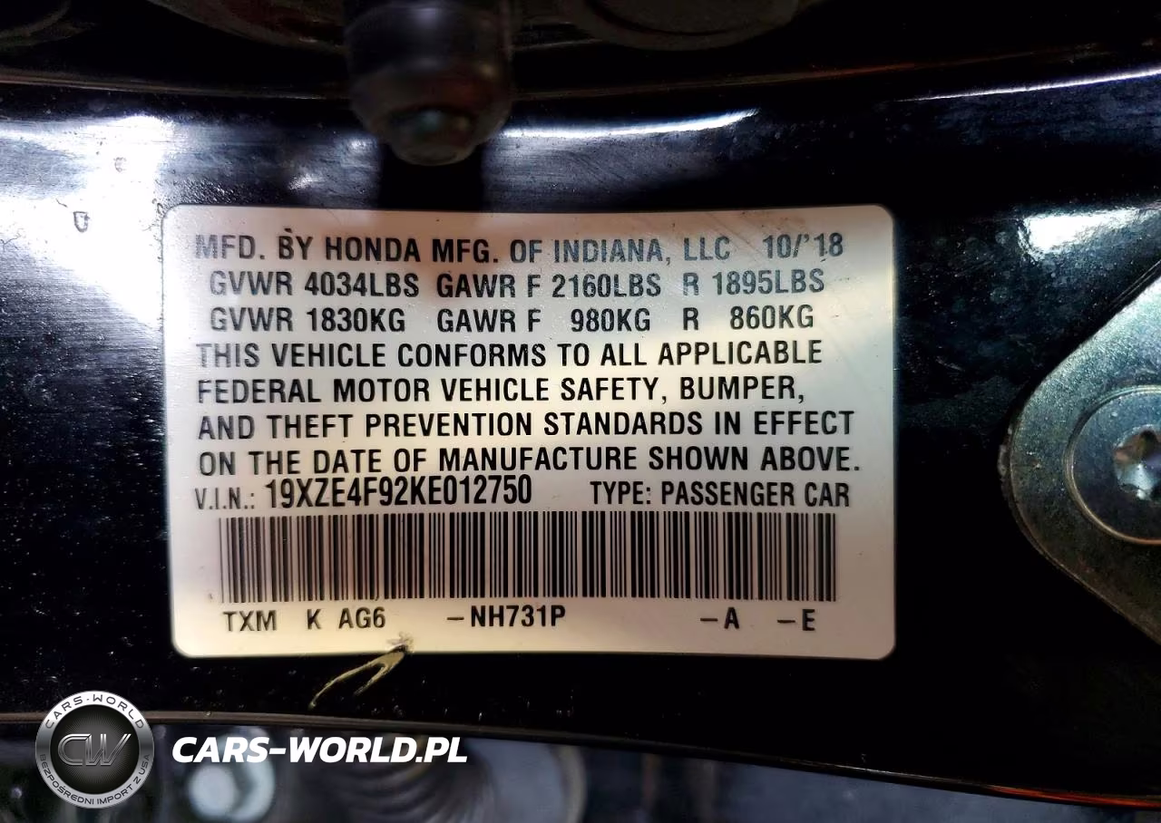2019 Honda Insight Touring VIN:19XZE4F92KE012750 - 12