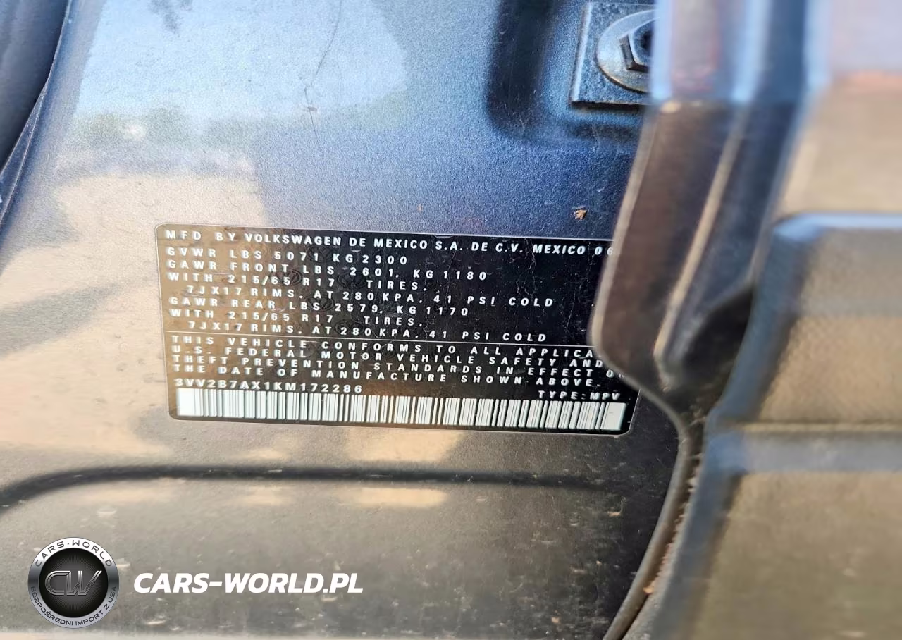 2019 Volkswagen Tiguan Se VIN:3VV2B7AX1KM172286 - 12