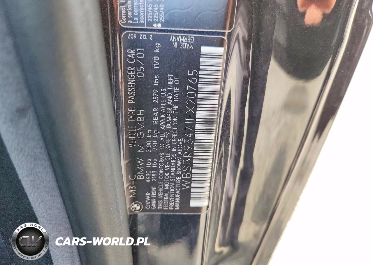 2001 BMW M3 Ci VIN:WBSBR93471EX20765 - 12