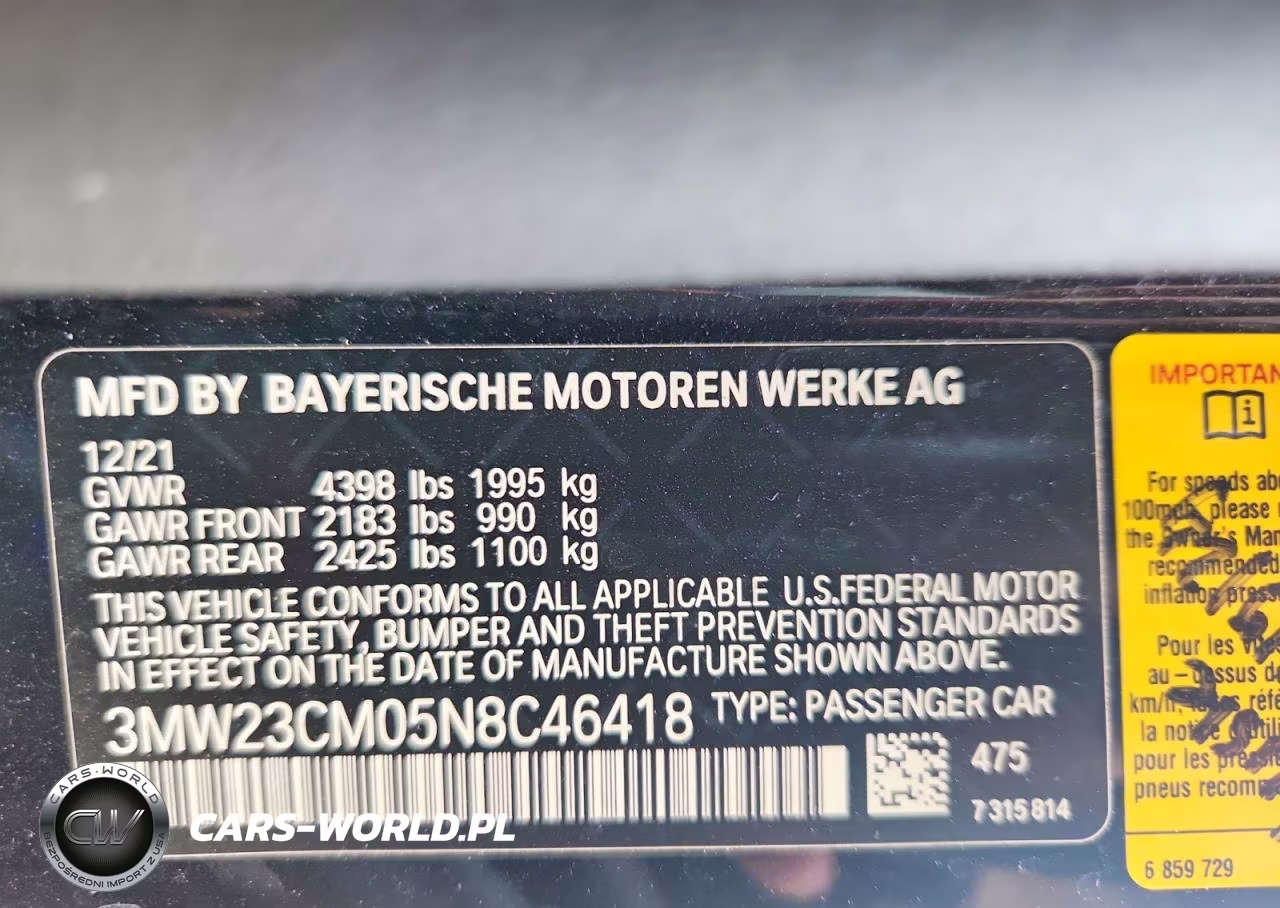2022 BMW 230I VIN:3MW23CM05N8C46418 - 12