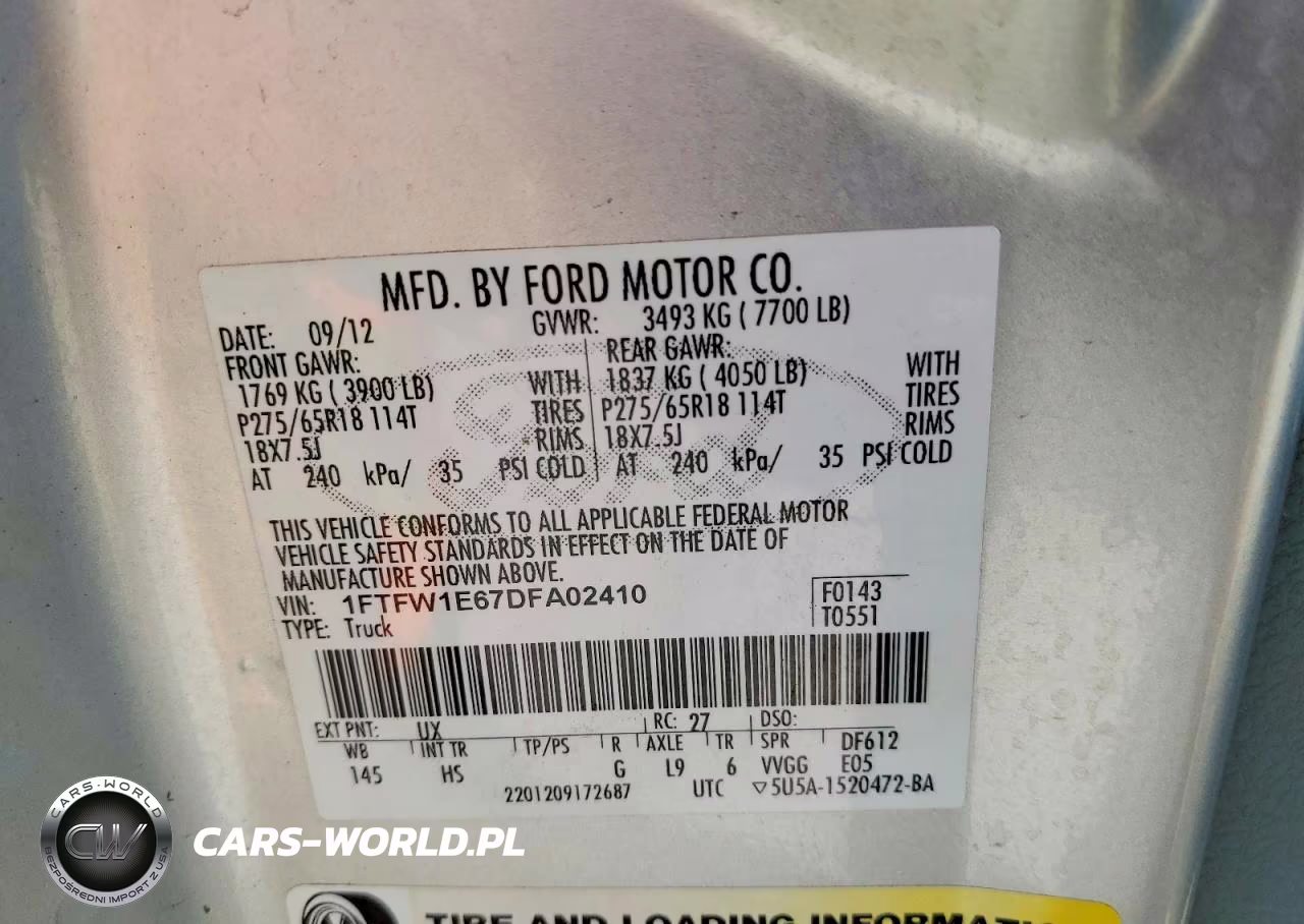 2013 Ford F150 Supercrew VIN:1FTFW1E67DFA02410 - 12