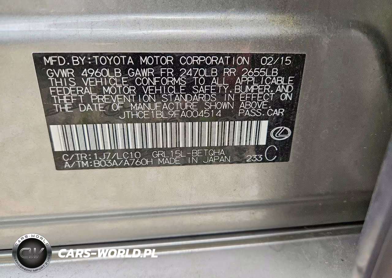 2015 Lexus Gs 350 VIN:JTHCE1BL9FA004514 - 12