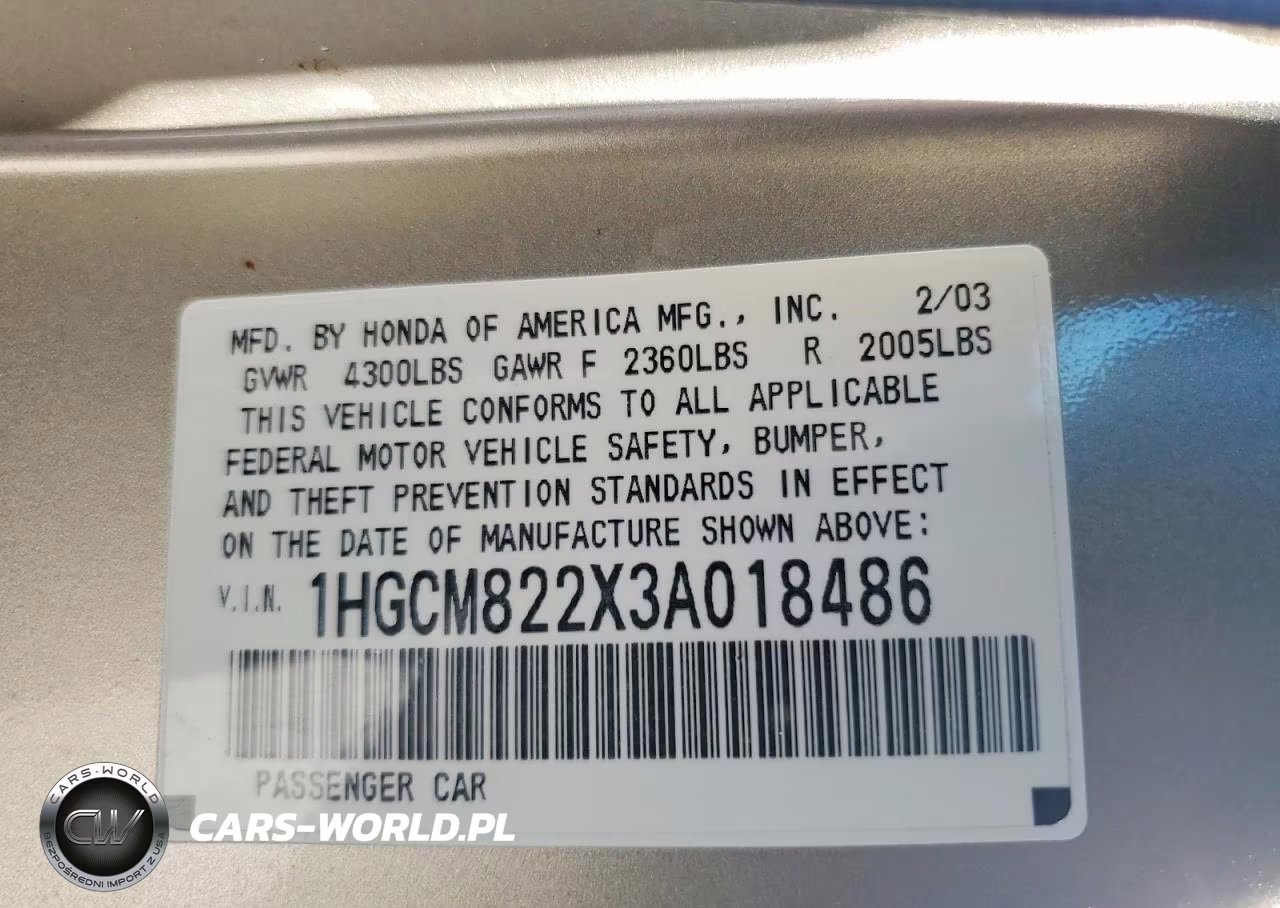 2003 Honda Accord Lx VIN:1HGCM822X3A018486 - 12