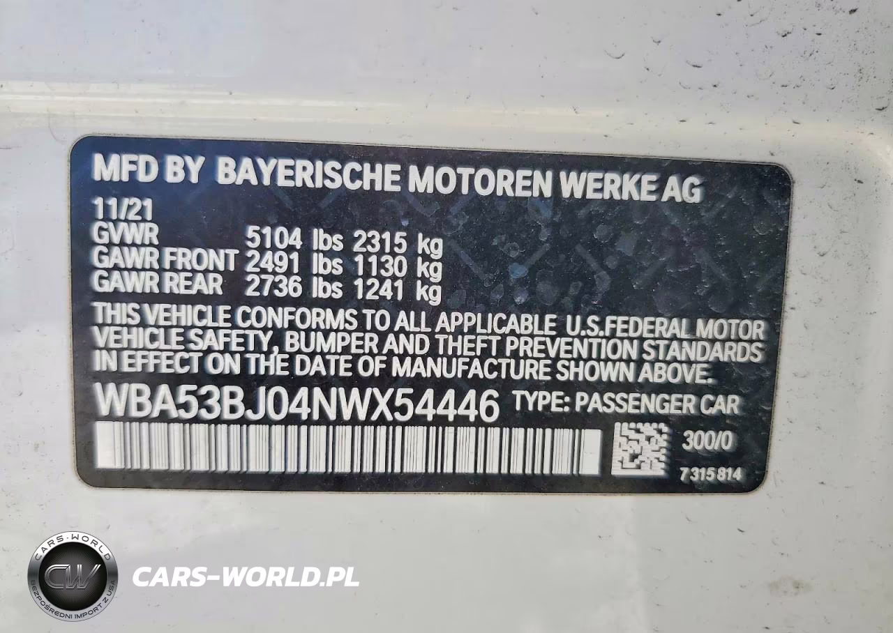2022 BMW 540 I VIN:WBA53BJ04NWX54446 - 12