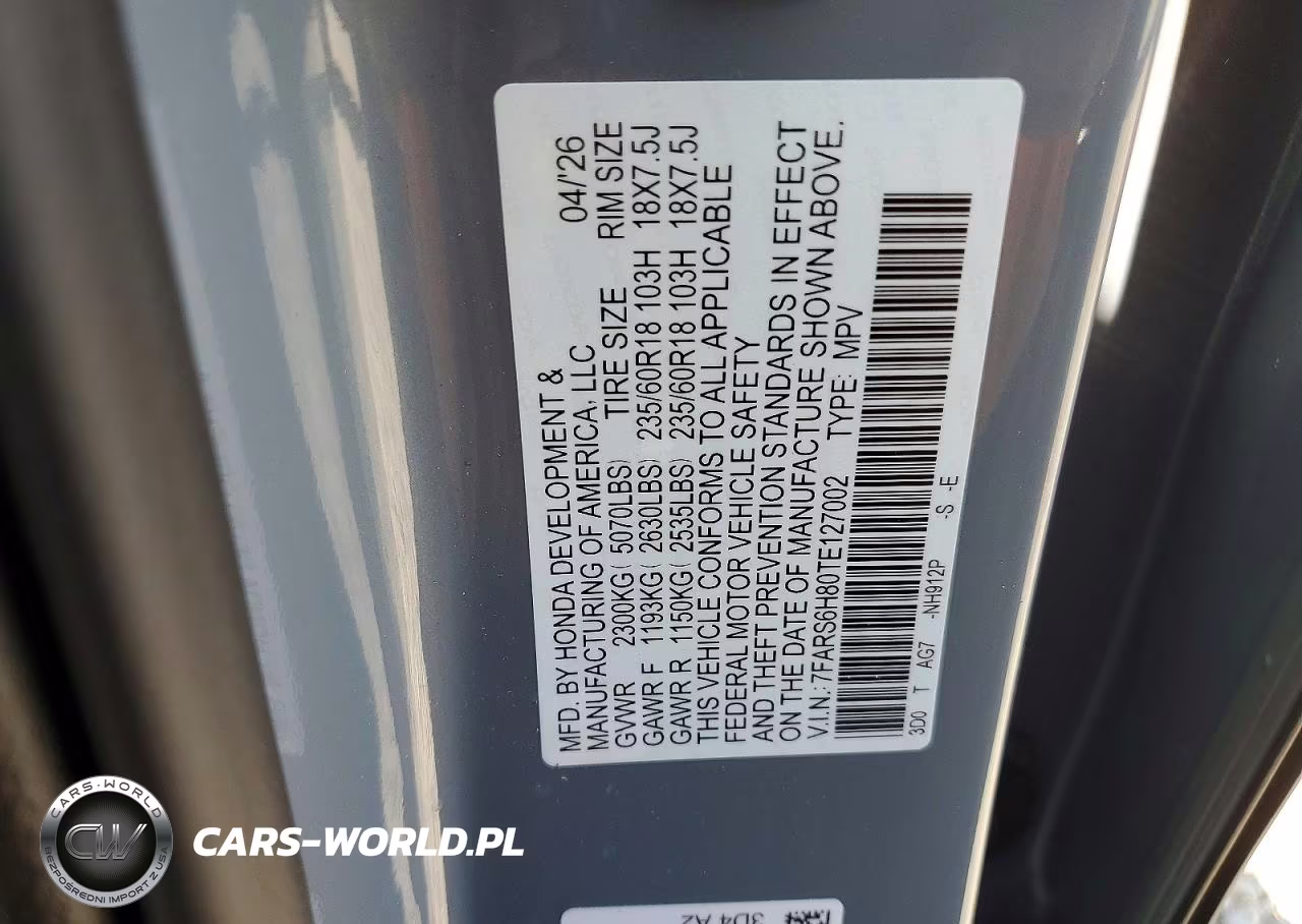2026 Honda Cr-V Sport-L VIN:7FARS6H80TE127002 - 13