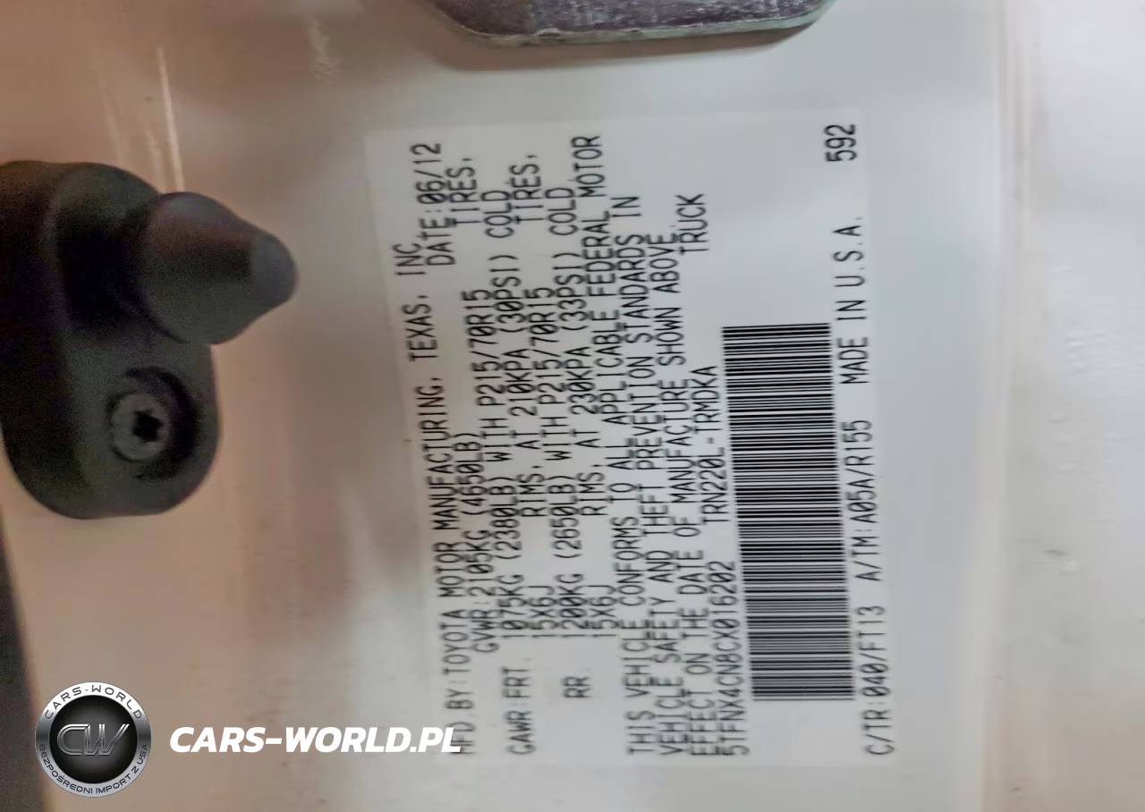 2012 Toyota Tacoma Base VIN:5TFNX4CN8CX016202 - 13