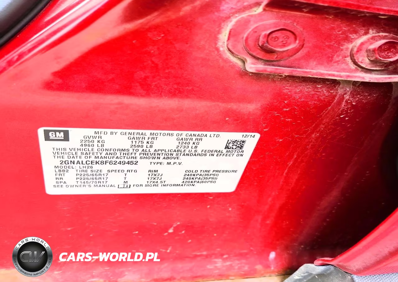2015 Chevrolet Equinox Lt VIN:2GNALCEK8F6249452 - 13