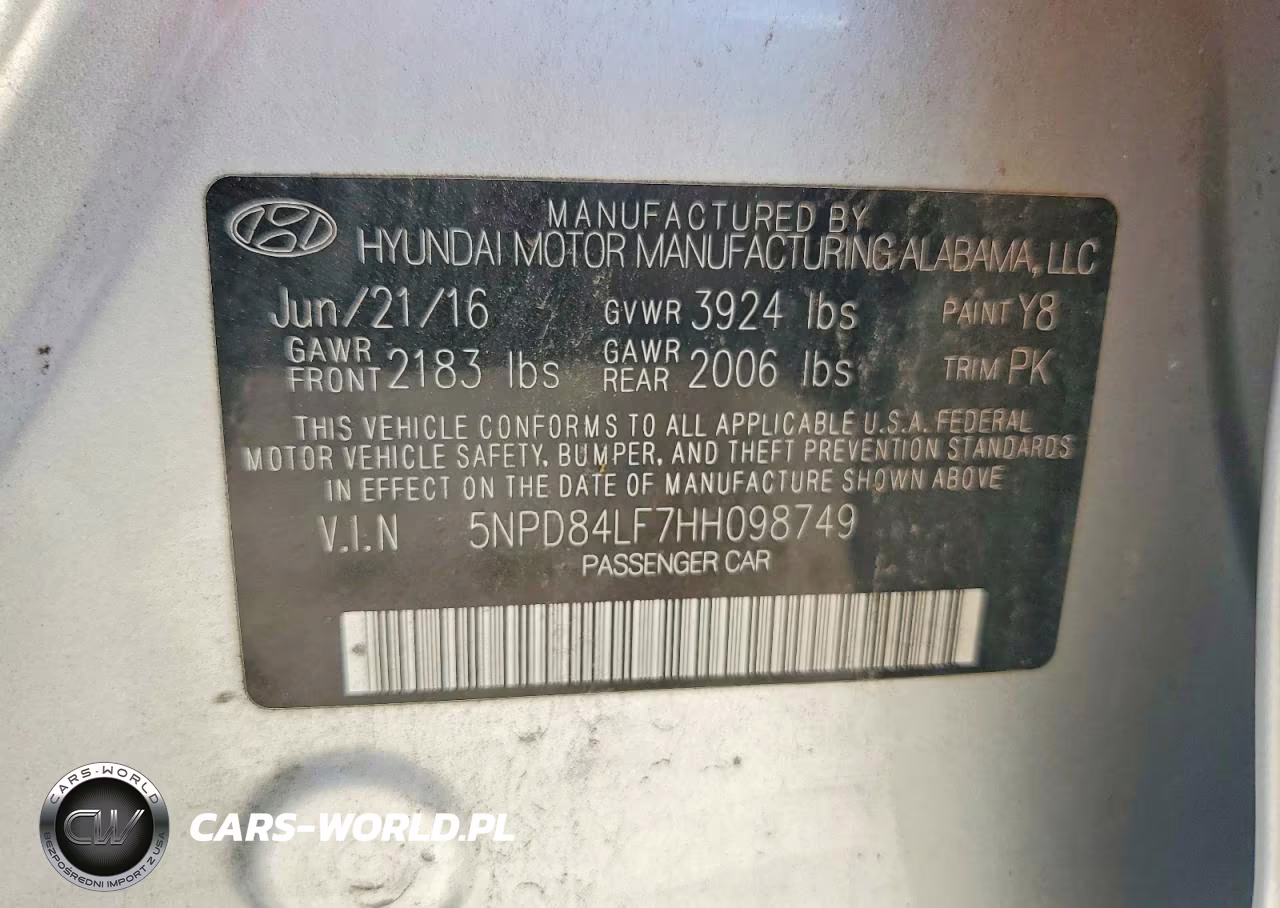 2017 Hyundai Elantra Se VIN:5NPD84LF7HH098749 - 12