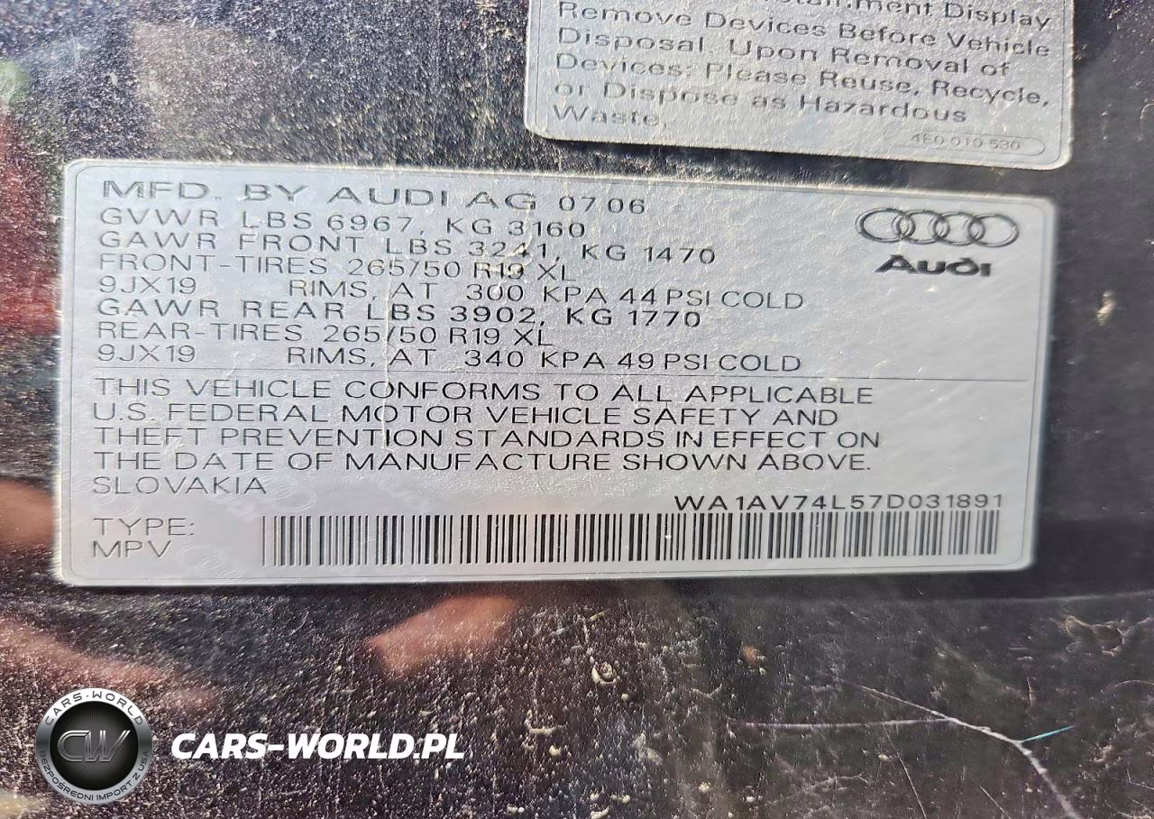 2007 Audi Q7 4.2 Quattro VIN:WA1AV74L57D031891 - 13