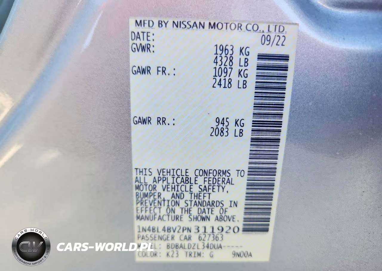 2023 Nissan Altima S VIN:1N4BL4BV2PN311920 - 13