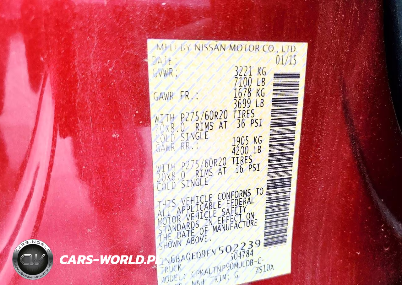 2015 Nissan Titan Sv VIN:1N6BA0ED9FN502239 - 12