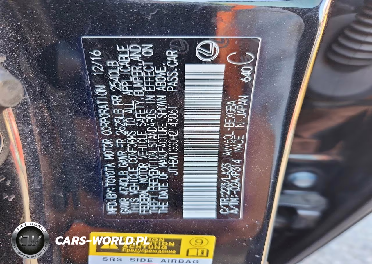 2017 Lexus Es 300H VIN:JTHBW1GG0H2143061 - 12