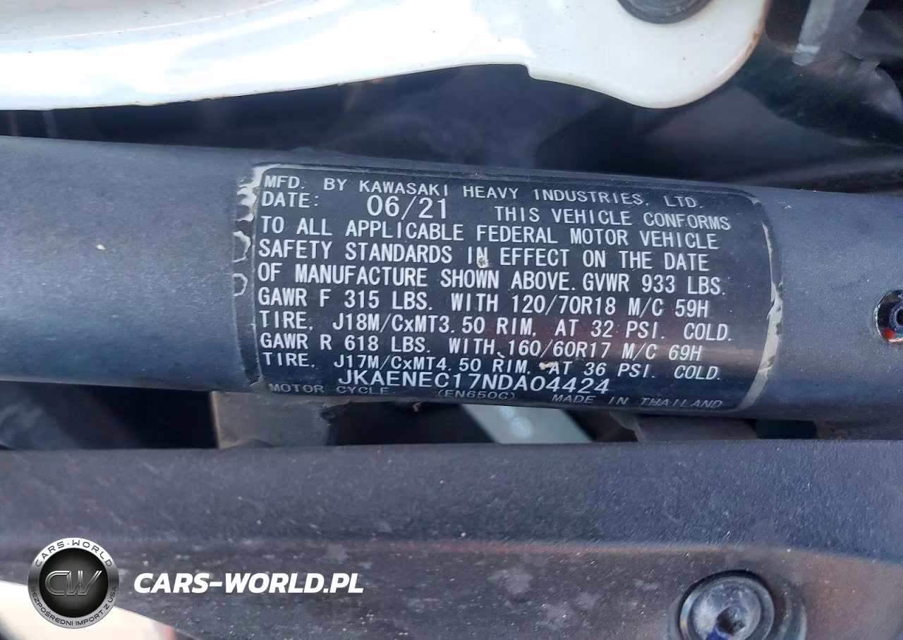 2022 Kawasaki En650 C VIN:JKAENEC17NDA04424 - 9