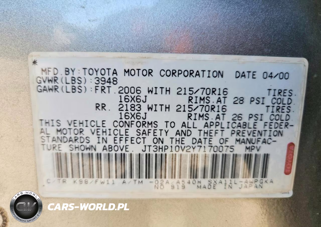 2000 Toyota Rav4 Base VIN:JT3HP10V2Y7170075 - 13