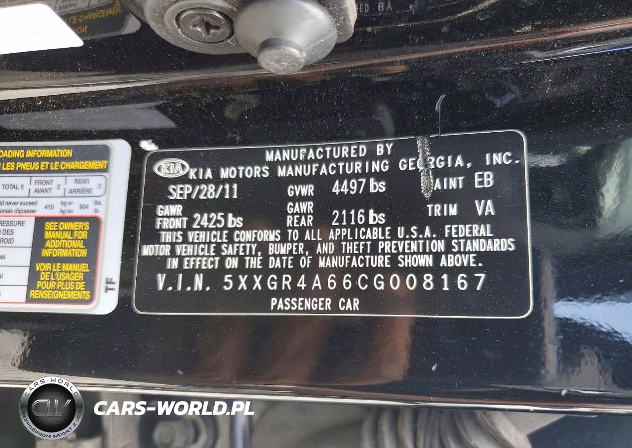 2012 Kia Optima Sx VIN:5XXGR4A66CG008167 - 12