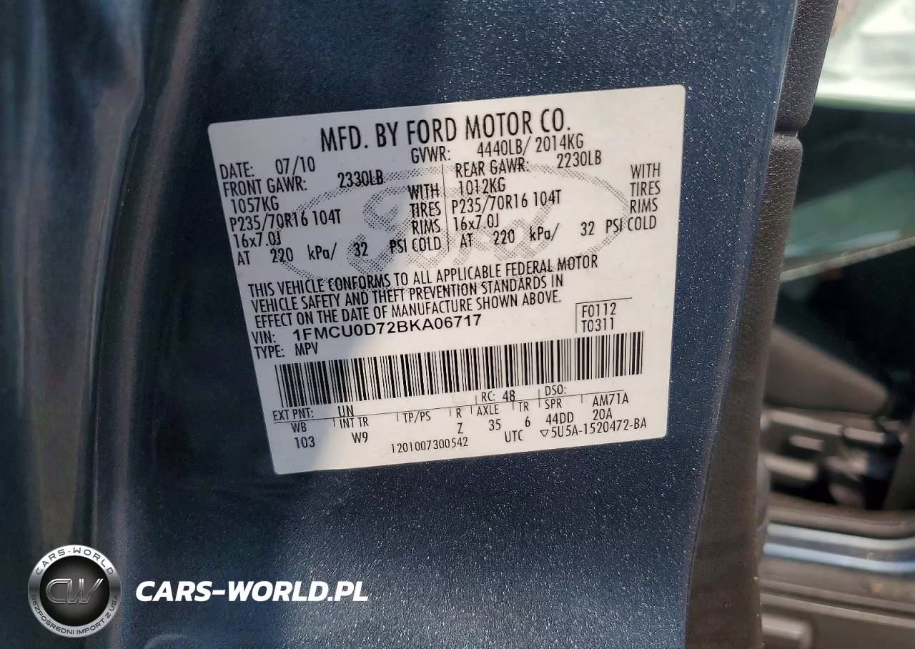 2011 Ford Escape Xlt VIN:1FMCU0D72BKA06717 - 13