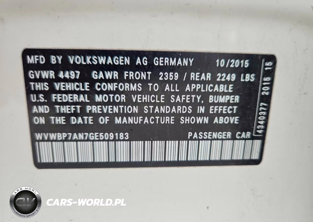 2016 Volkswagen Cc Base VIN:WVWBP7AN7GE509183 - 12