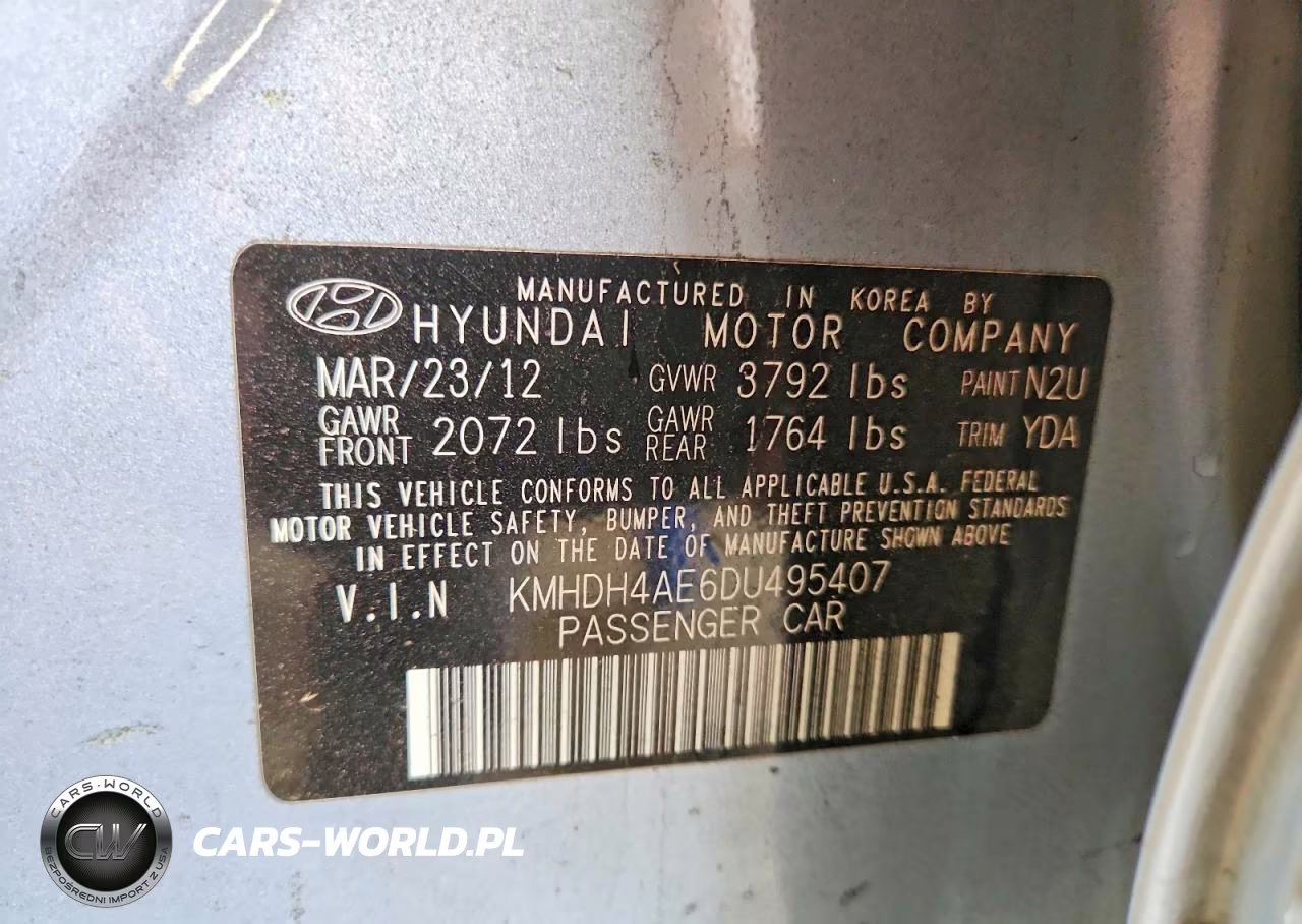 2013 Hyundai Elantra Gls VIN:KMHDH4AE6DU495407 - 13