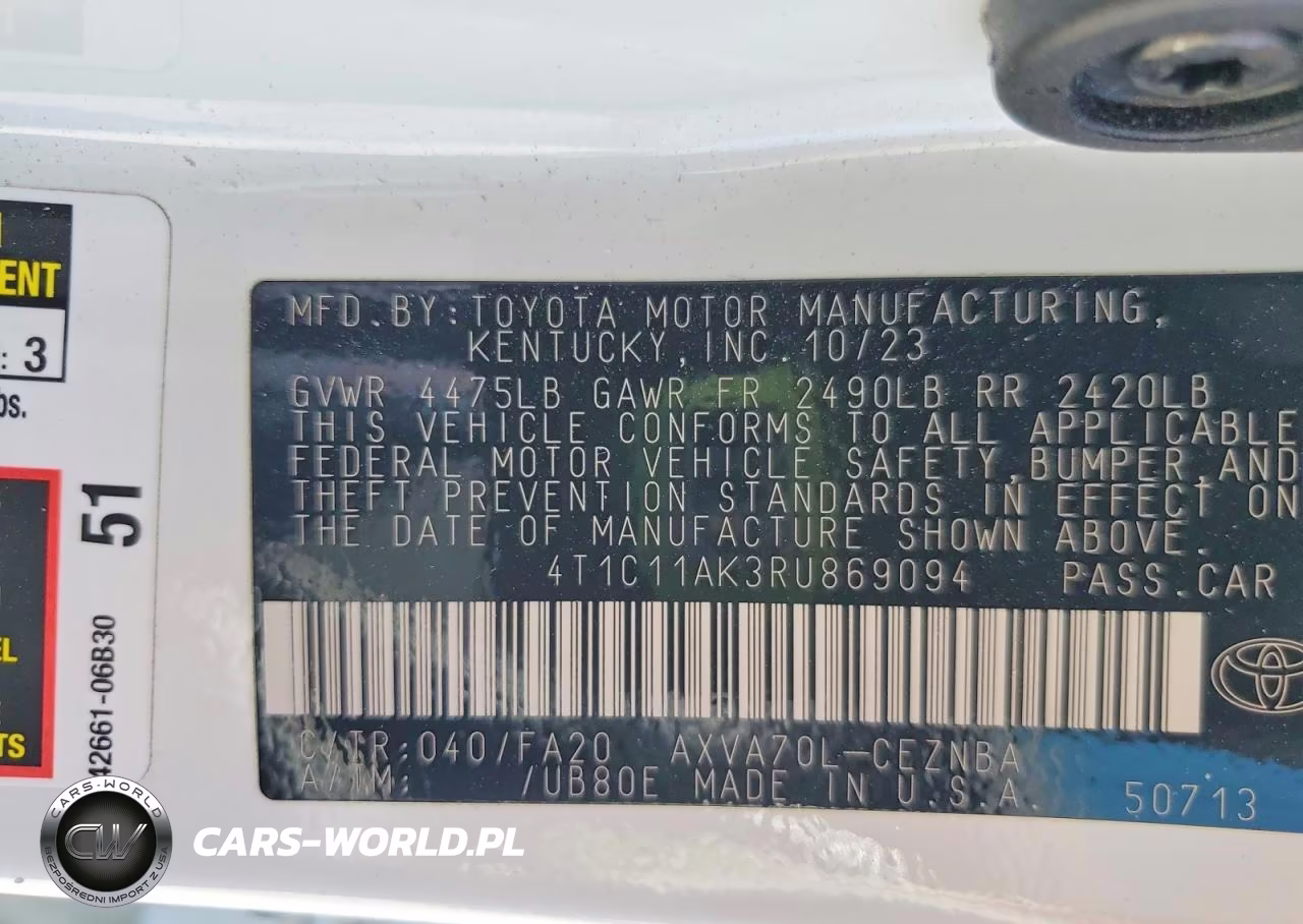 2024 Toyota Camry Le VIN:4T1C11AK3RU869094 - 12