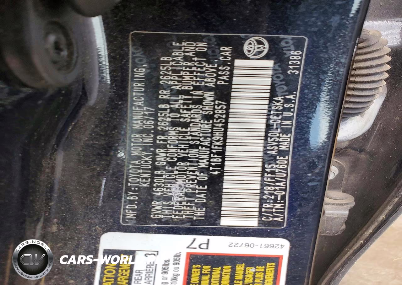 2017 Toyota Camry Se VIN:4T1BF1FK9HU452857 - 12