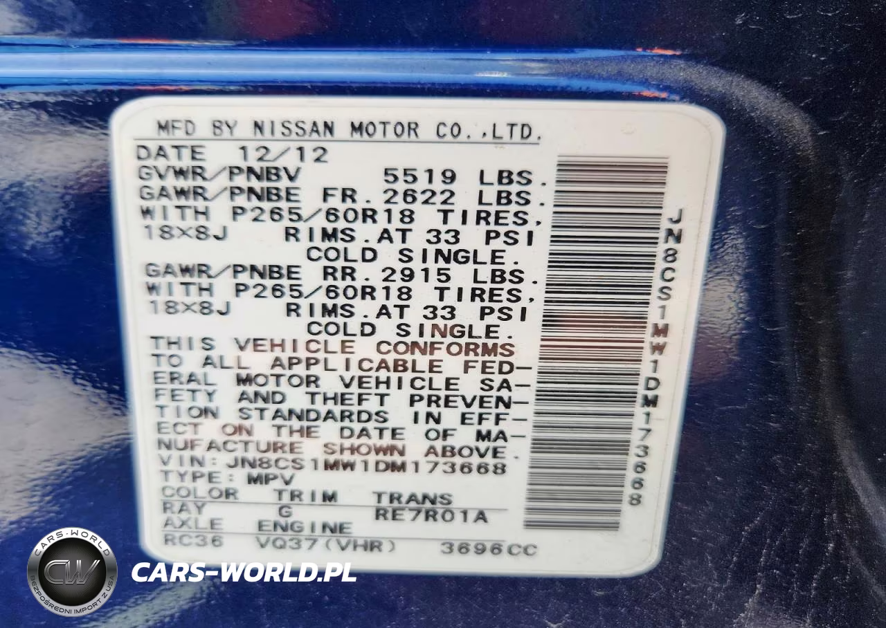 2013 Infiniti Fx37 Base VIN:JN8CS1MW1DM173668 - 12