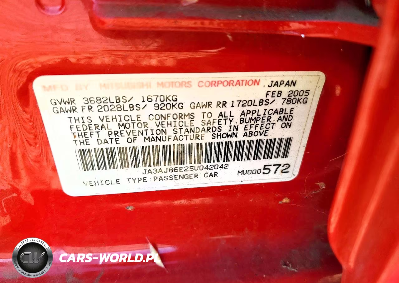 2005 Mitsubishi Lancer Oz Rally VIN:JA3AJ86E25U042042 - 12