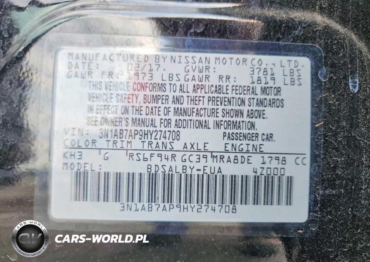2017 Nissan Sentra S VIN:3N1AB7AP9HY274708 - 13