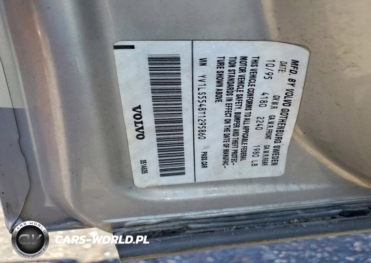 1996 Volvo 850 Base VIN:YV1LS5548T1295860 - 12
