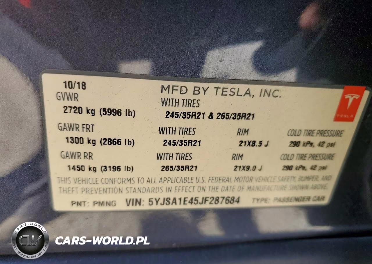 2018 Tesla Model S VIN:5YJSA1E45JF287684 - 12