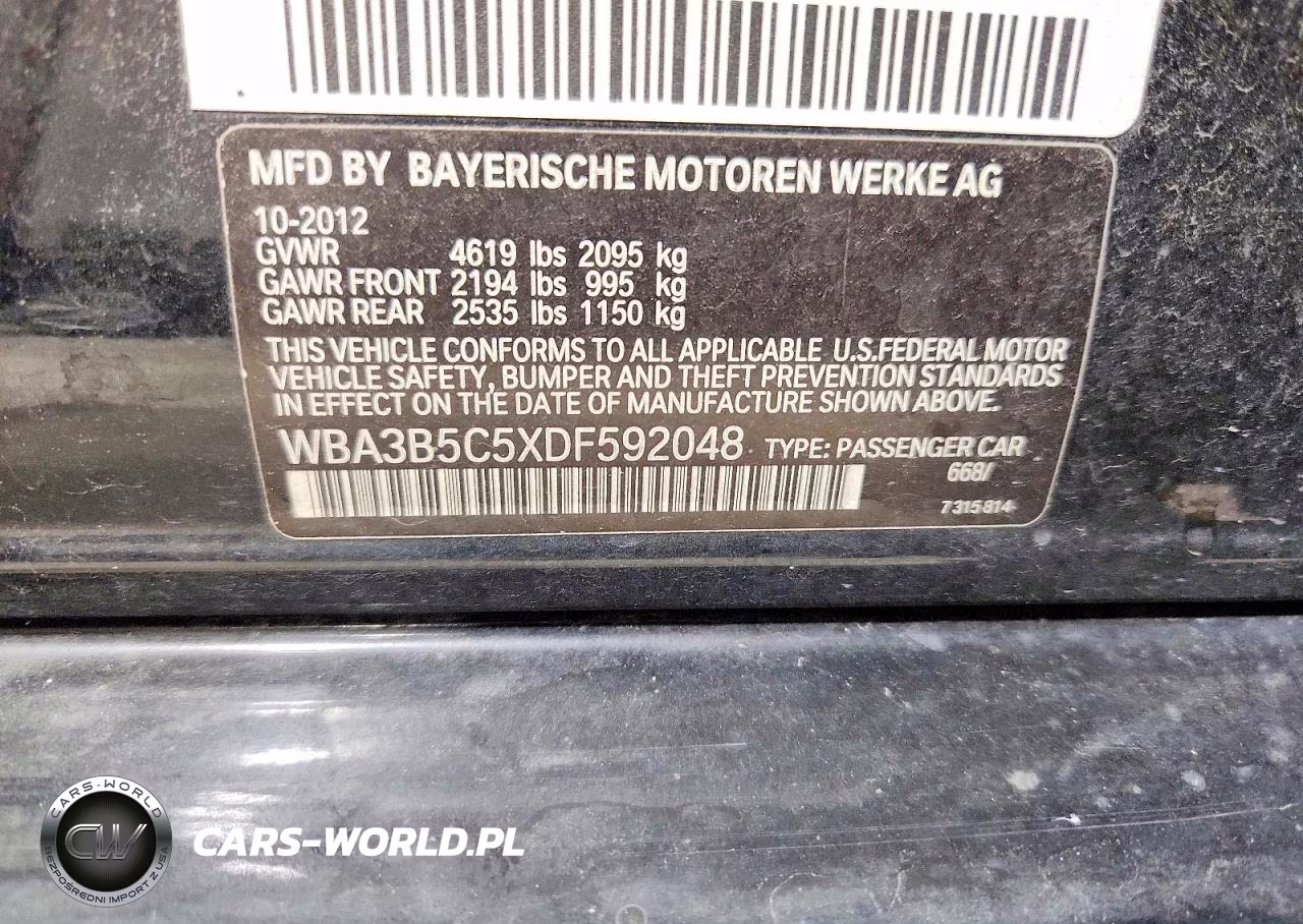 2013 BMW 328 Xi Sulev VIN:WBA3B5C5XDF592048 - 12