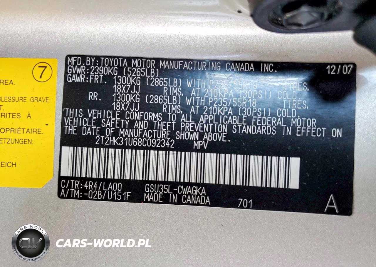 2008 Lexus Rx 350 VIN:2T2HK31U68C092342 - 12