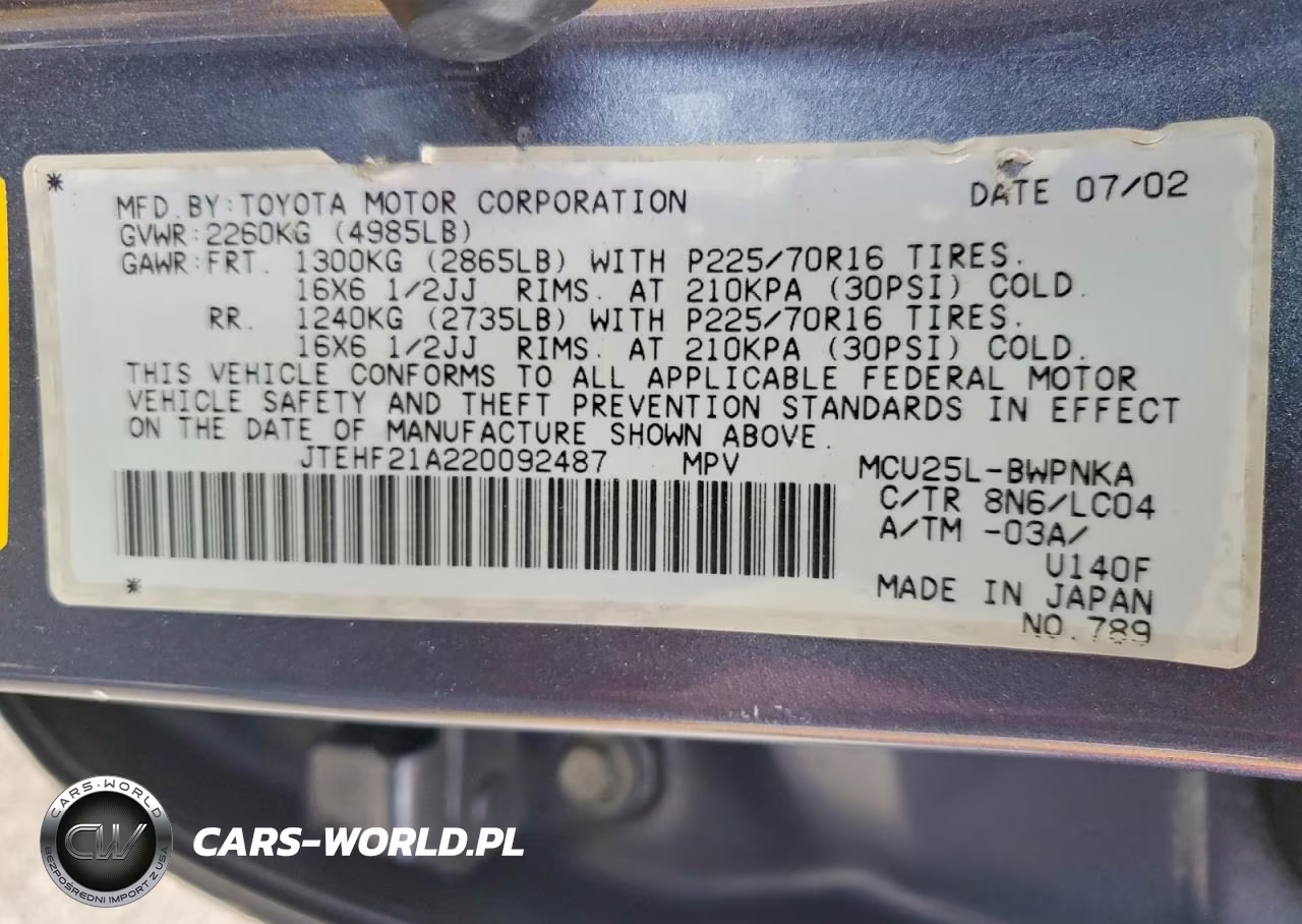 2002 Toyota Highlander Limited VIN:JTEHF21A220092487 - 14