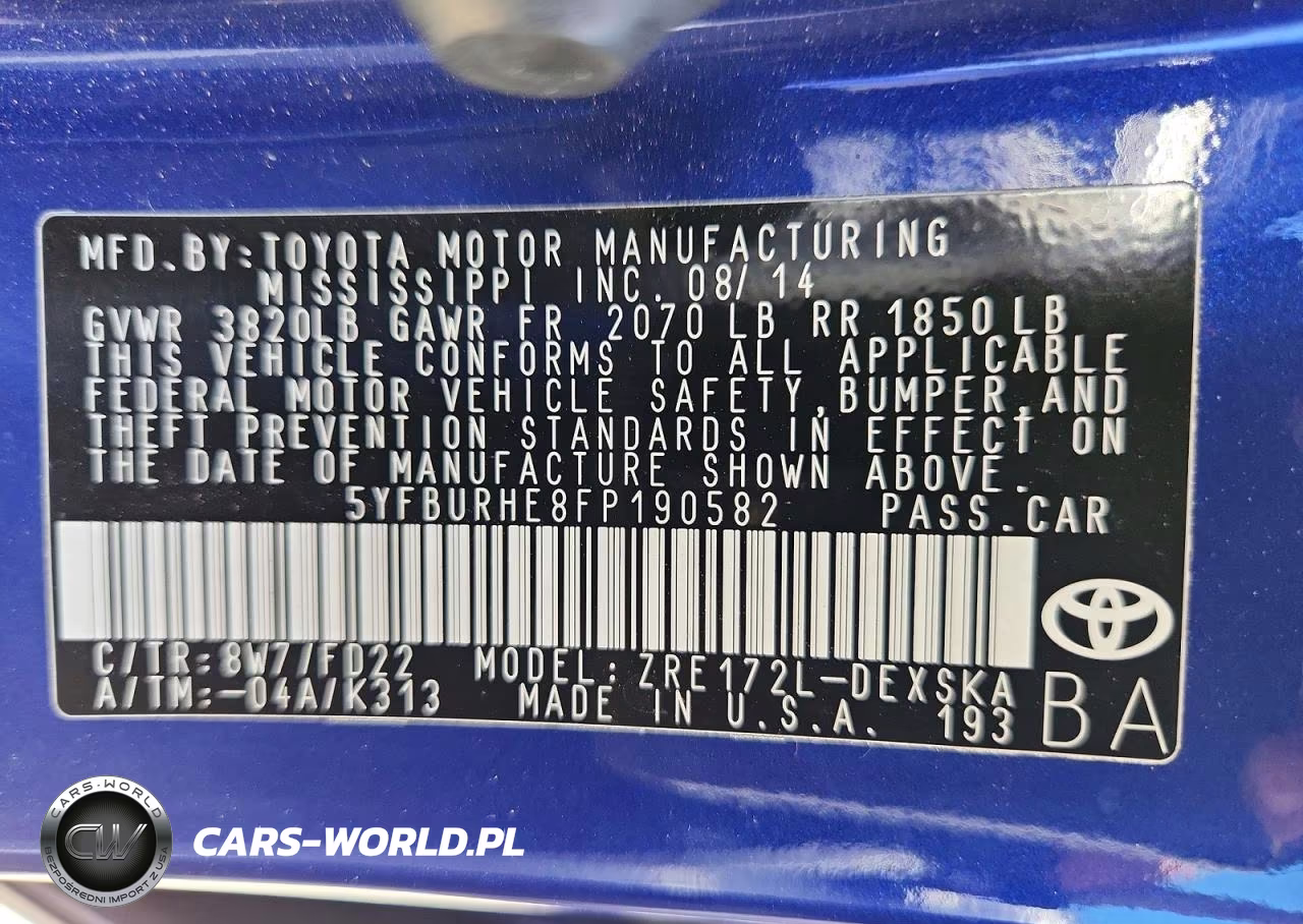 2015 Toyota Corolla S Plus VIN:5YFBURHE8FP190582 - 12