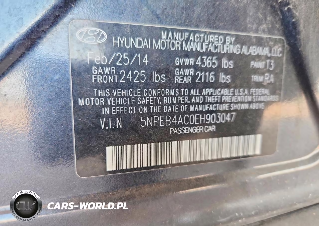 2014 Hyundai Sonata Gls VIN:5NPEB4AC0EH903047 - 12