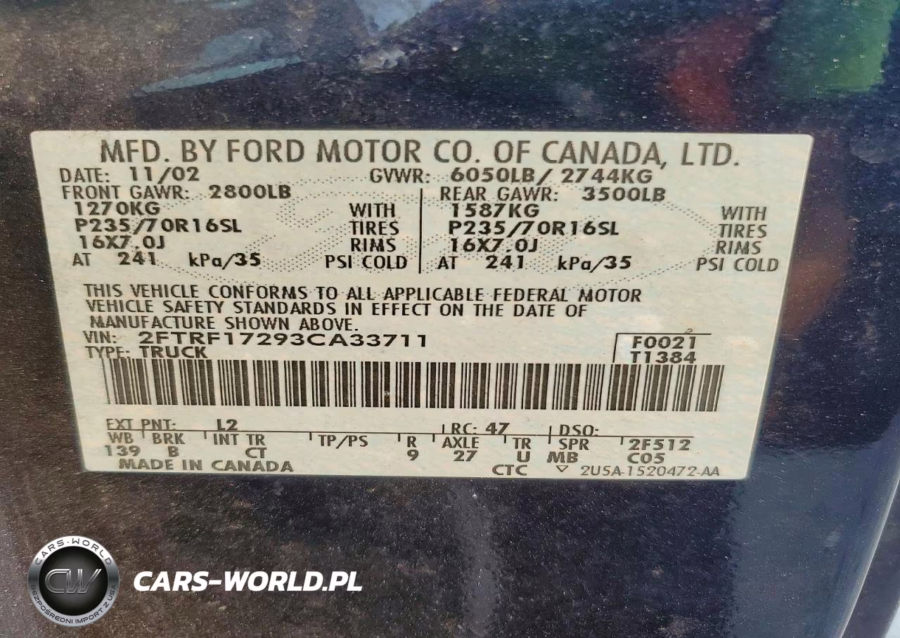 2003 Ford F150 VIN:2FTRF17293CA33711 - 12