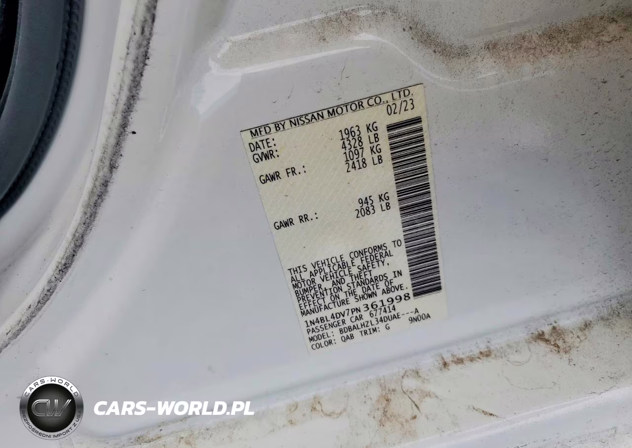 2023 Nissan Altima Sv VIN:1N4BL4DV7PN361998 - 12