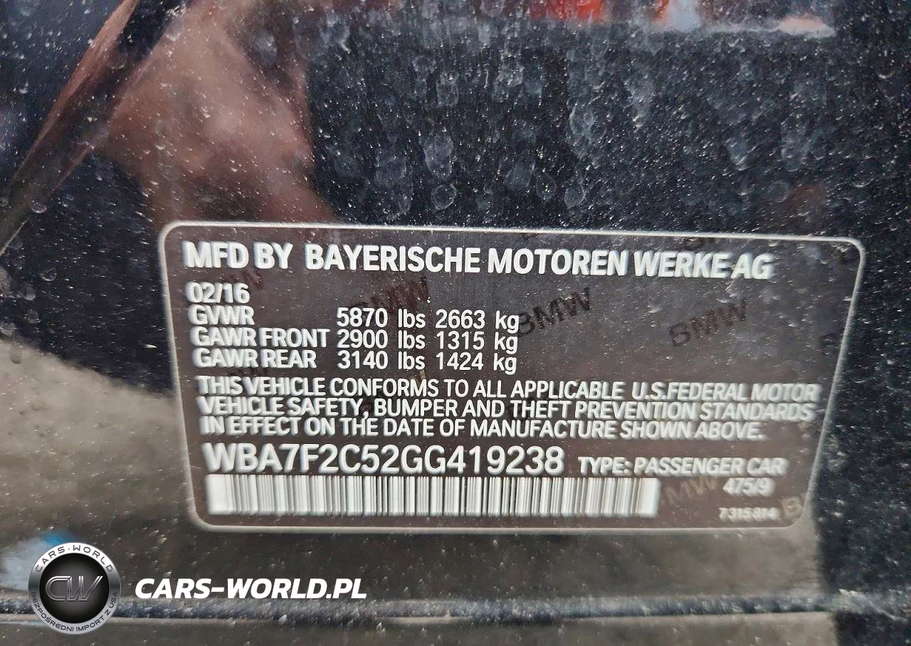 2016 BMW 750 Xi VIN:WBA7F2C52GG419238 - 12