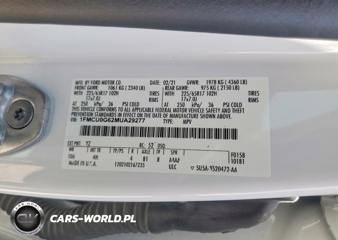 2021 Ford Escape Se VIN:1FMCU0G62MUA29277 - 14