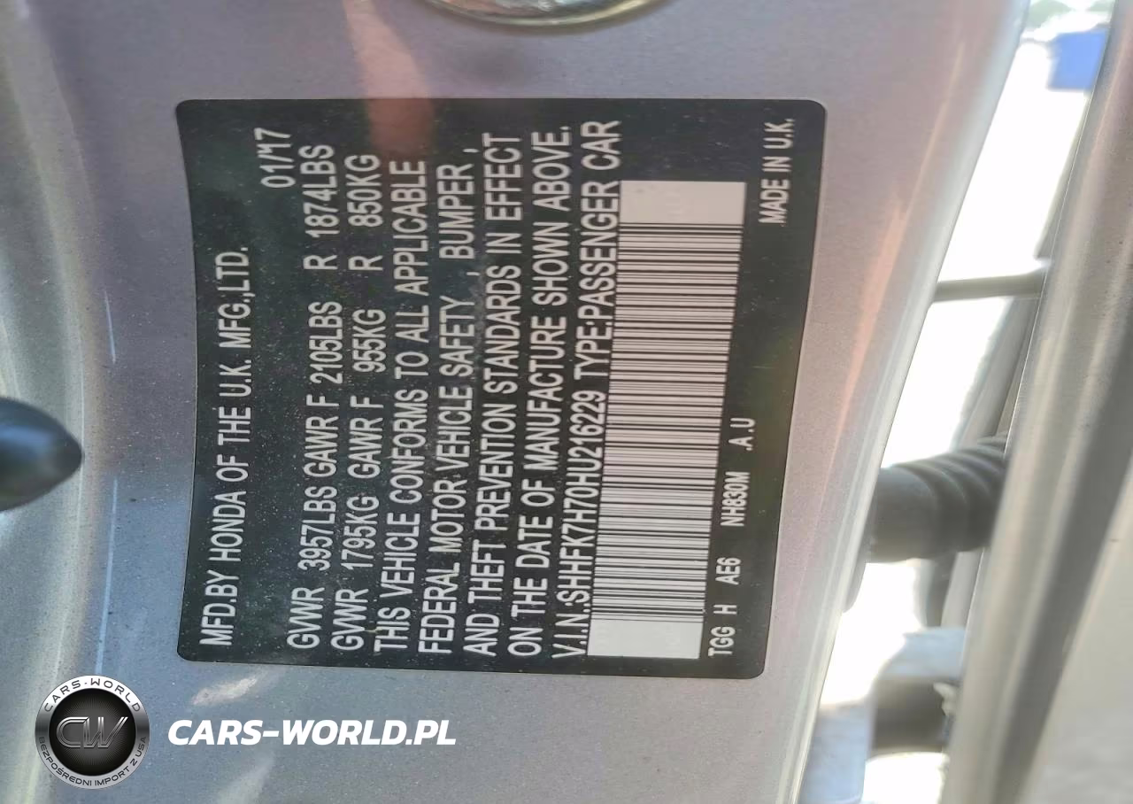 2017 Honda Civic Exl VIN:SHHFK7H70HU216229 - 12