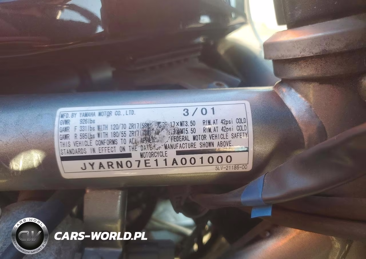 2001 Yamaha Fzi VIN:JYARN07E11A001000 - 9