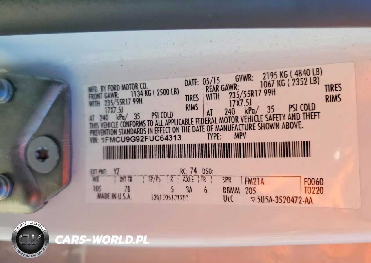 2015 Ford Escape Se VIN:1FMCU9G92FUC64313 - 14