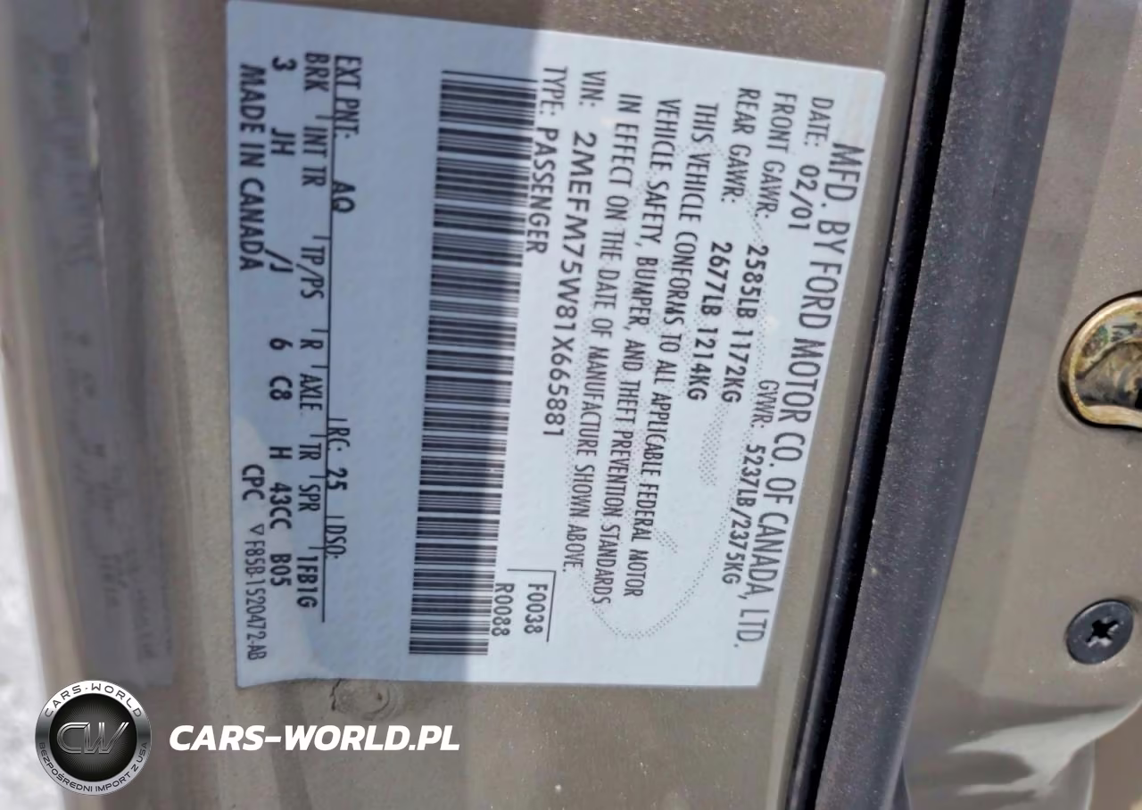 2001 Mercury Grand Marquis Ls VIN:2MEFM75W81X665881 - 12