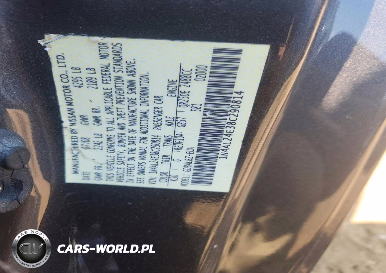 2008 Nissan Altima 2.5 S VIN:1N4AL24E38C290814 - 12