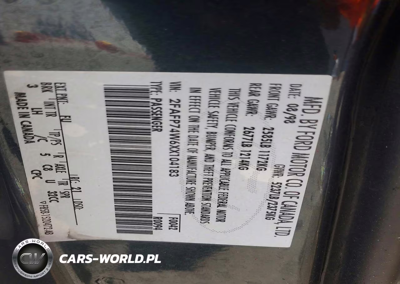 1999 Ford Crown Victoria Lx VIN:2FAFP74W6XX104183 - 12
