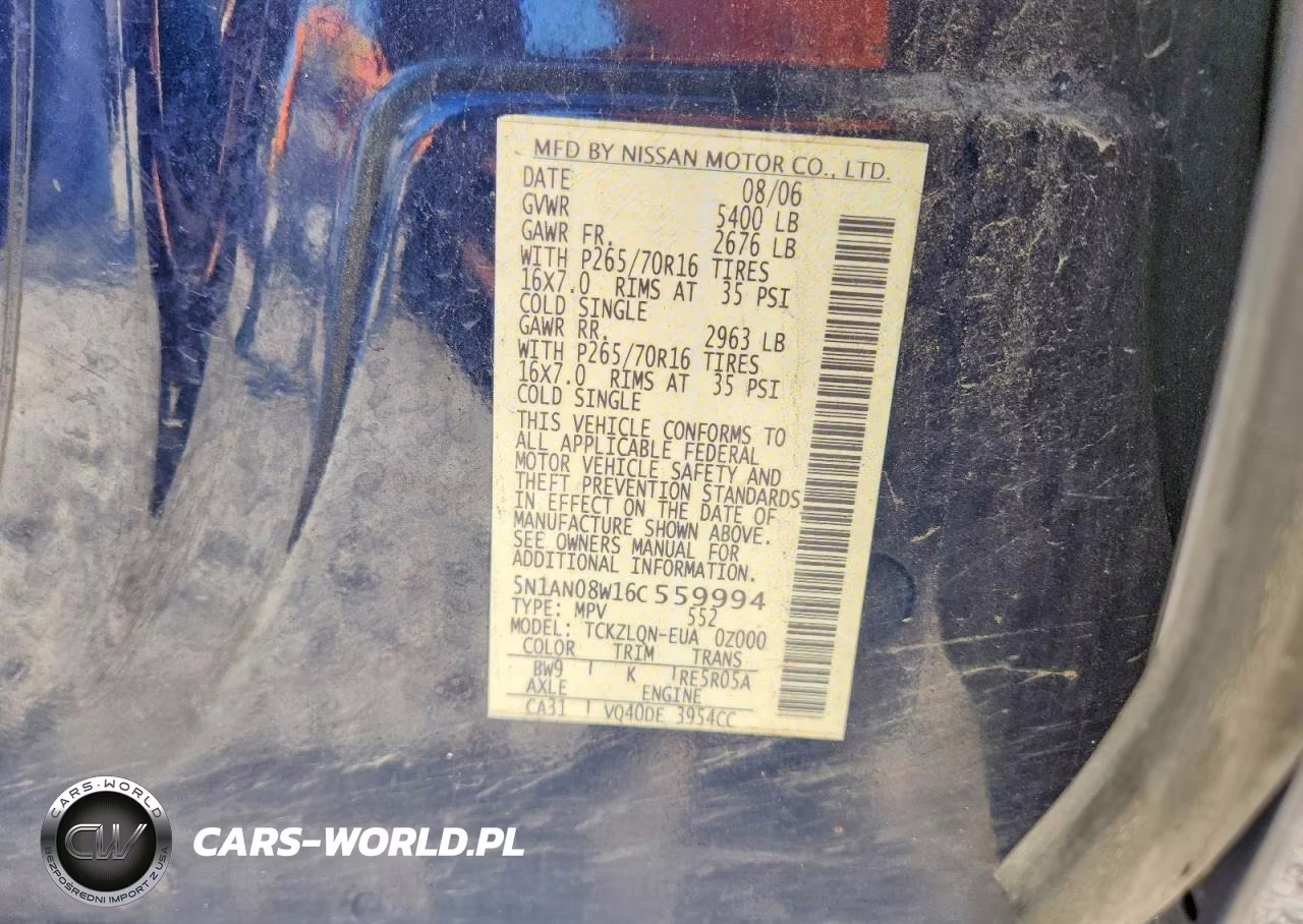 2006 Nissan Xterra X VIN:5N1AN08W16C559994 - 13