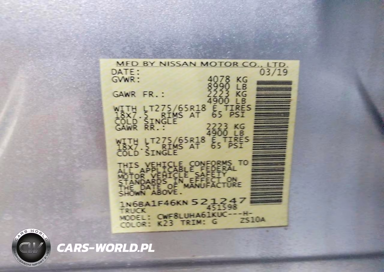 2019 Nissan Titan Xd Pro-4X VIN:1N6BA1F46KN521247 - 12