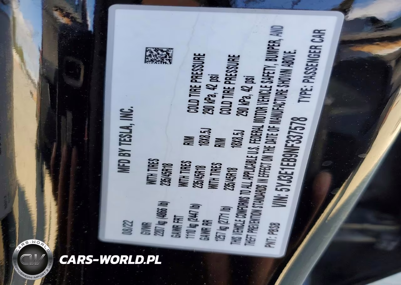 2022 Tesla Model 3 VIN:5YJ3E1EB9NF337578 - 13