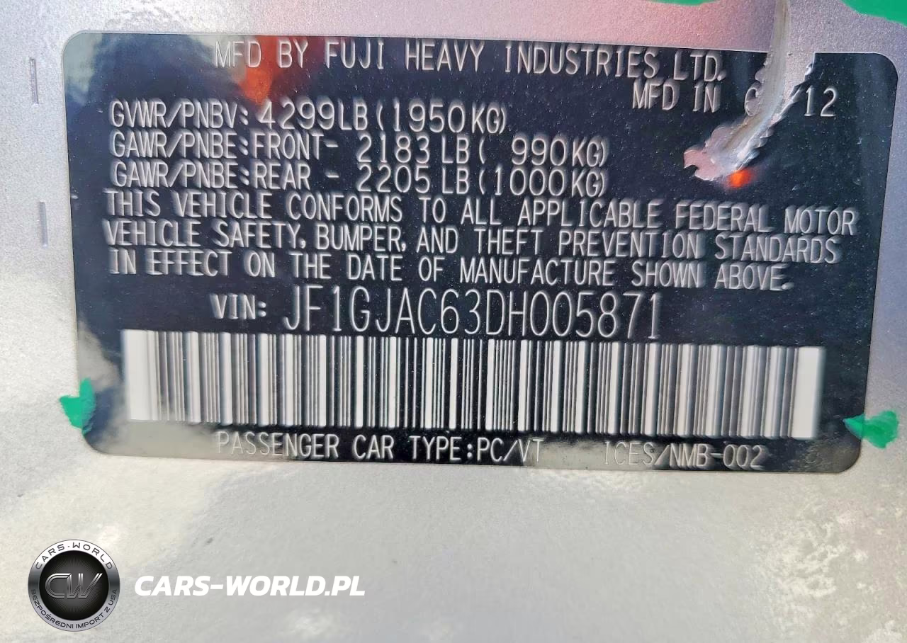 2013 Subaru Impreza Premium VIN:JF1GJAC63DH005871 - 12