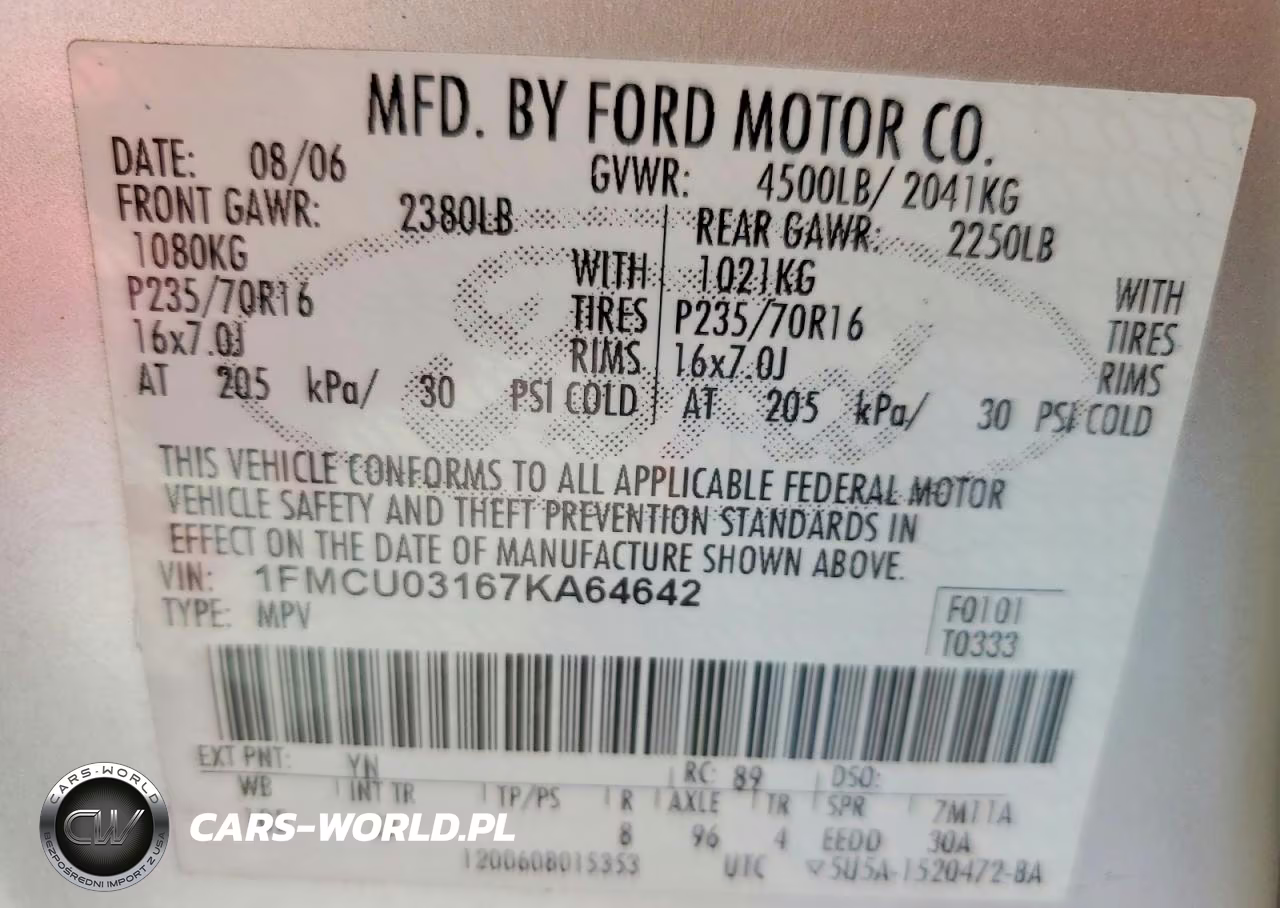 2007 Ford Escape Xlt VIN:1FMCU03167KA64642 - 13
